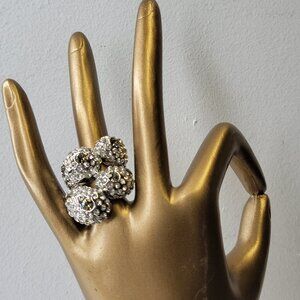 Opulent Cocktail Fashion Crystal and Silver Ring - Size 5 /  Size 5.5 / Size 9